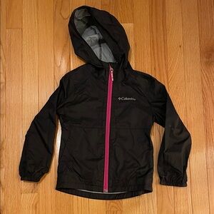Columbia Black Rain Jacket with Pink Accents
